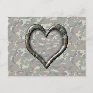 Camouflage Woodland Forest Heart on Camo Postcard