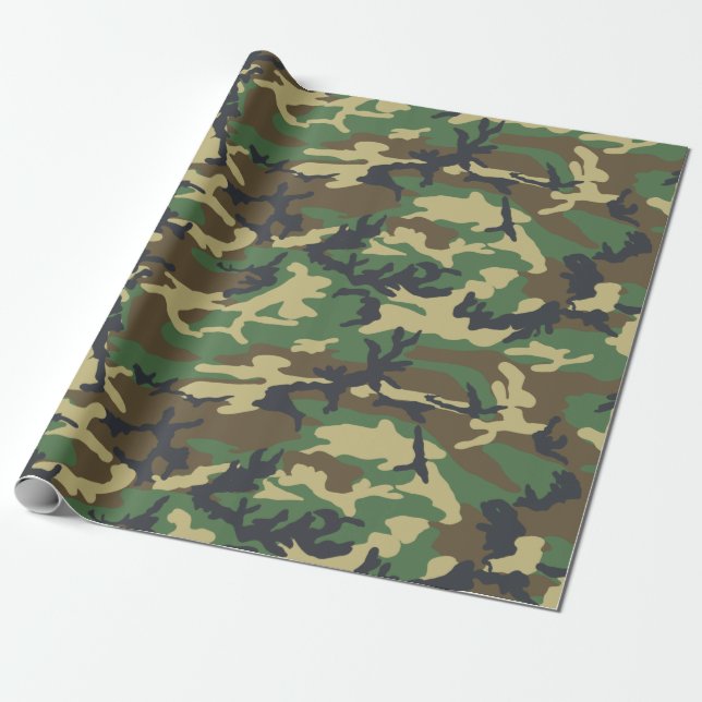 Camouflage wrapping paper, Woodland Camouflage Wra Wrapping Paper (Unrolled)