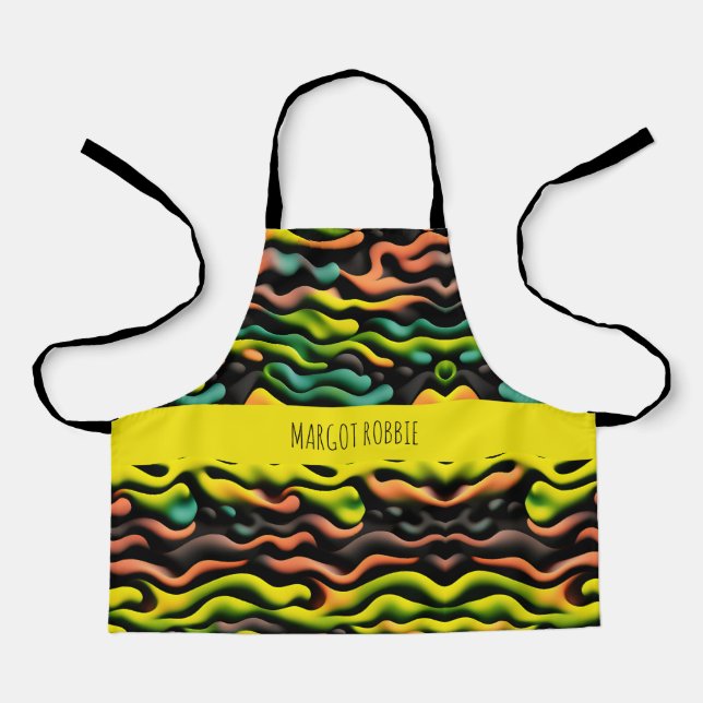 Camouflage Yellow Orange Psychedelic Pattern Apron (Front)