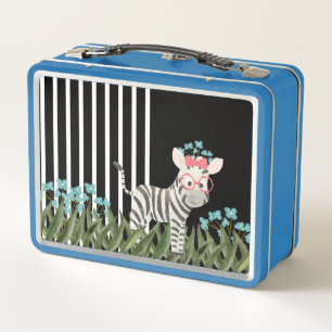 Camouflage Zebra With Blue Flowers Lunchbox