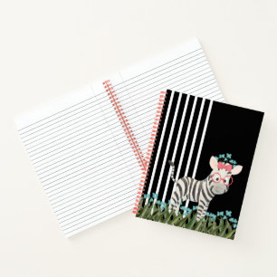 Camouflage Zebra With Blue Flowers Spiral Notebook