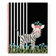 Camouflage Zebra With Blue Flowers Spiral Notebook