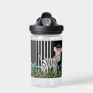 Camouflage Zebra With Blue Flowers Water Bottle