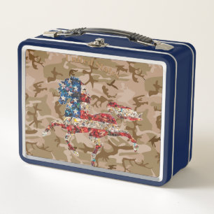 Camouflaged American Horsepower Metal Lunch Box