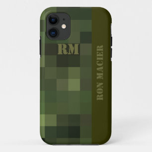 camouflaged chequered green iPhone 11 case
