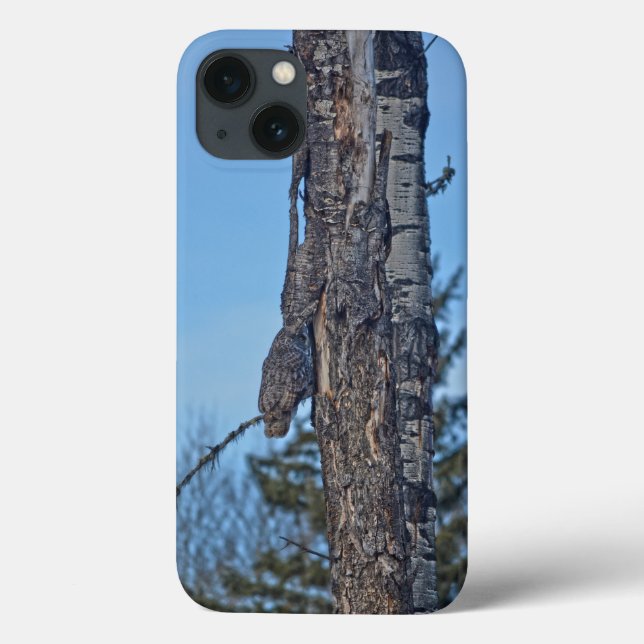 Camouflaged Great Grey Owl and Tree Wildlife Photo Case-Mate iPhone Case (Back)
