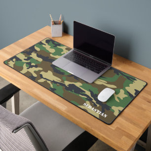 Camouflaged Military Disruptive Pattern Add Text Desk Mat