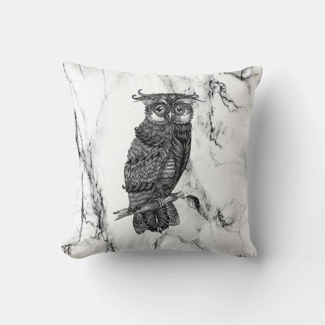 Camouflaged Owl on Marble Cushion (Front)