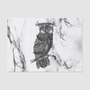 Camouflaged Owl on Marble Tissue Paper