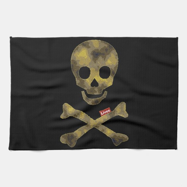 Camouflaged Patterned Skull Tea Towel (Horizontal)
