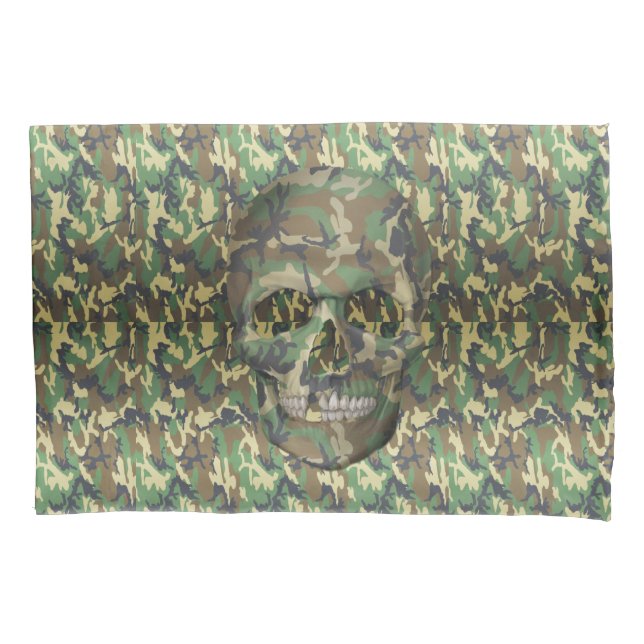 Camouflaged Skull - Place Head Here Pillowcase (Front)