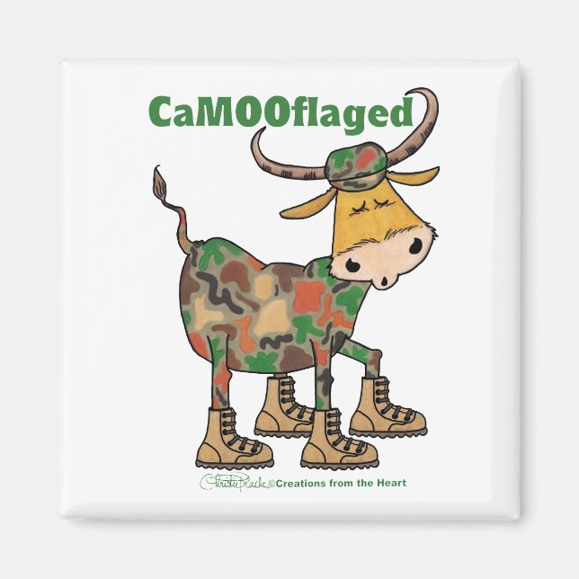 Camouflauge Bull Magnet (Front)