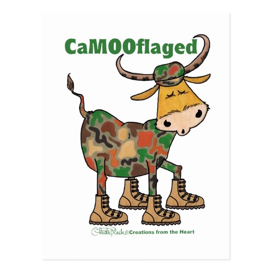 Camouflauge Bull Postcard