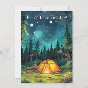 Camp Adventure Starry Pine Tree Christmas Holiday Card