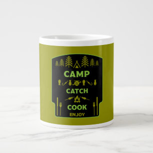Camp And Catch Fishing Travel Large Coffee Mug