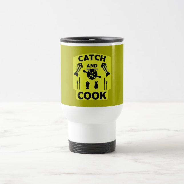 Camp And Catch Fishing Travel Mug (Center)