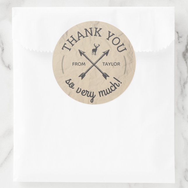 Camp Arrows Thank You Favour Classic Round Sticker (Bag)