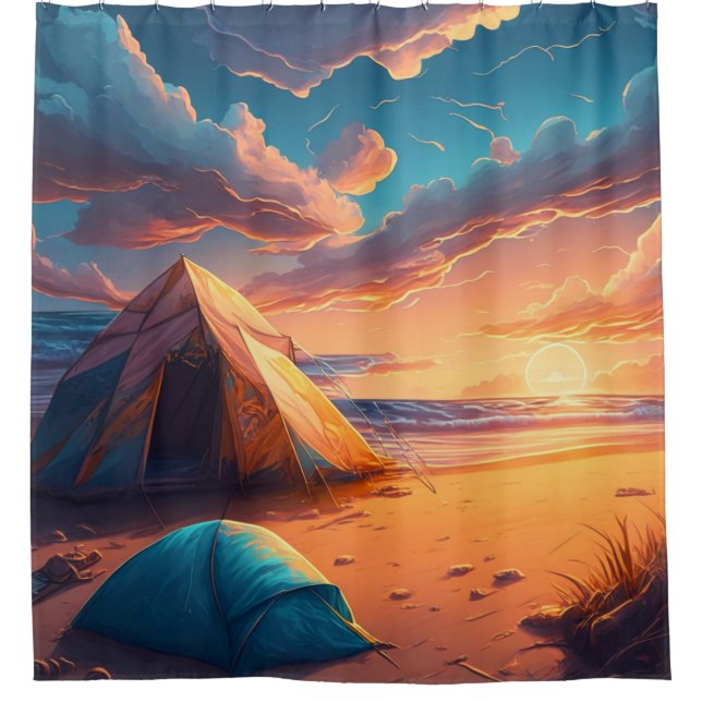 Camp at Sunrise Shower Curtain (Front)