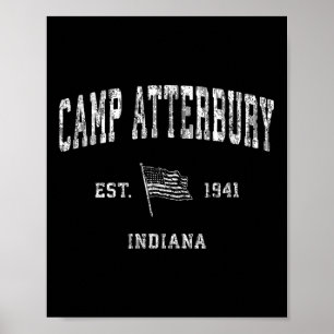 Camp Atterbury Indiana In Vintage Us Flag Sports T Poster