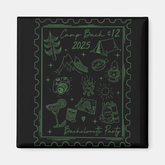 Camp Bach 2025 Team Bride Retro Camping Bacheloret Magnet (Front)