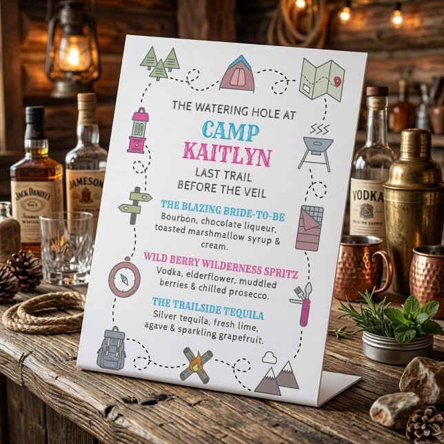 Camp Bach Bachelorette Party Signature Drinks Bar Pedestal Sign (Creator Uploaded)