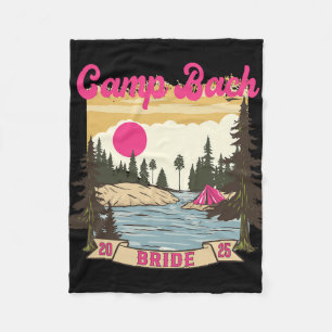 Camp Bach Bride Bridesmaid Retro Camping Bachelore Fleece Blanket