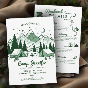 Camp Bach Green 3-Day Camping Bachelorette Party Invitation