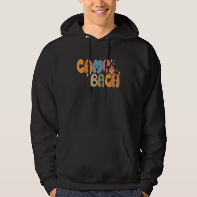 Camp Bach Happy Camper Camping Groovy Hoodie (Front)