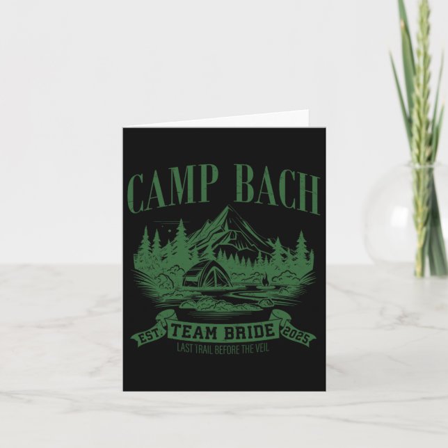 Camp Bach Team Bride Hiking Camping Bachelorette P Card (Front)