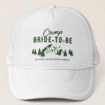 Camp Bachelorette Bride to Be Trucker Hat<br><div class="desc">Cute camping bachelorette hat for the bride-to-be featuring a drawing of a campsite featuring mountains,  trees,  the moon,  and a text template that is easy to personalise.</div>