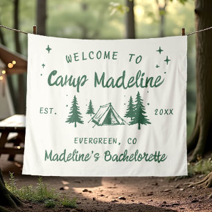 Camp Bachelorette Camping Backdrop Hand Drawn Tapestry