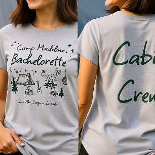 Camp Bachelorette Camping Hand Drawn Cabin Crew T-Shirt