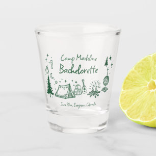 Camp Bachelorette Camping Hand Drawn Writing Green Shot Glass