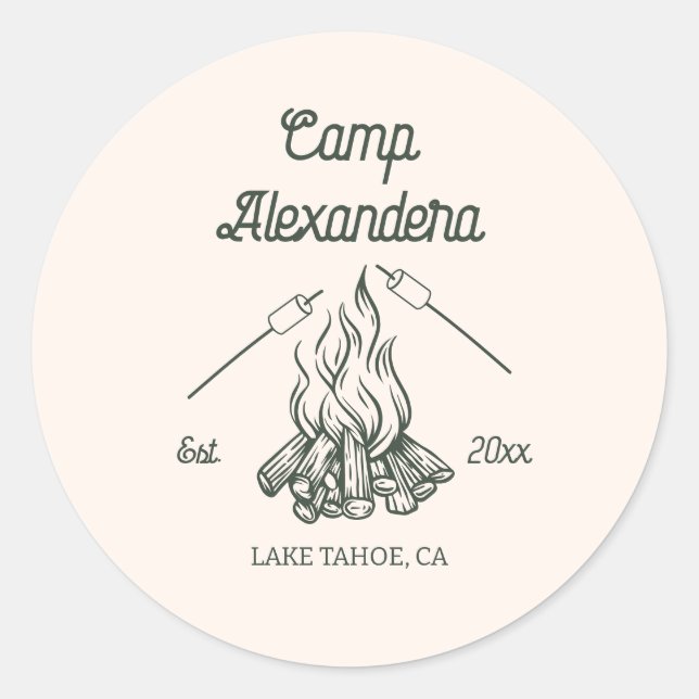  Camp Bachelorette  Classic Round Sticker (Front)