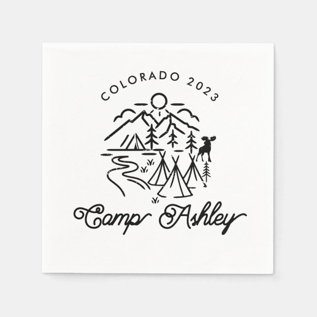 Camp Bachelorette Custom Cocktail Napkins (Front)