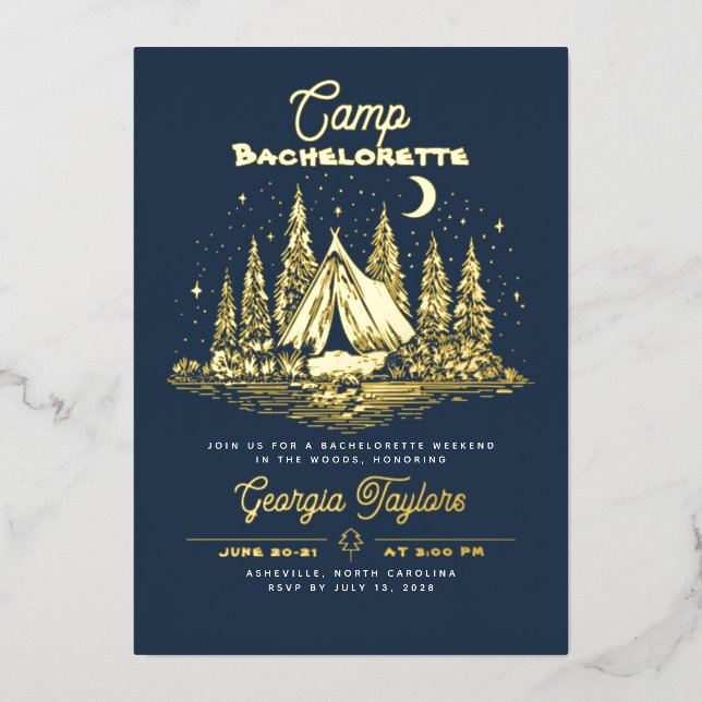 Camp Bachelorette Foil Invitation (Front)