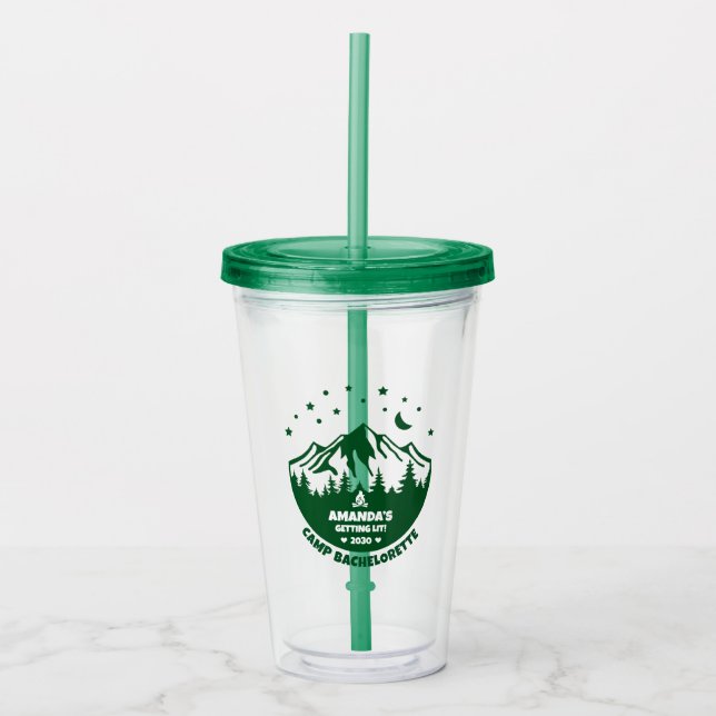 Camp Bachelorette | Green Bridesmaid  Acrylic Tumbler (Front)