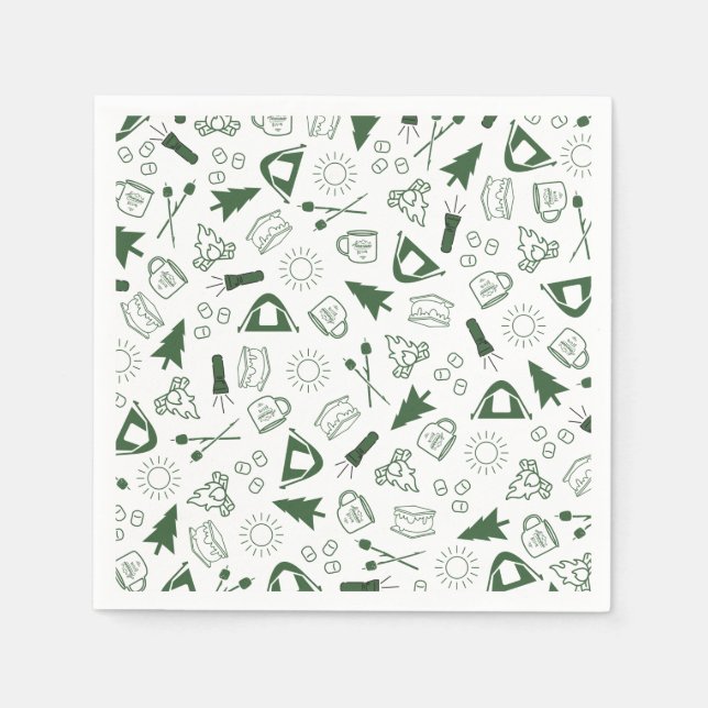 Camp Bachelorette Green Paper Napkin (Front)