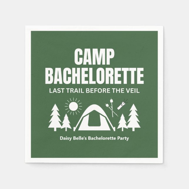 Camp Bachelorette Green Paper Napkin (Front)