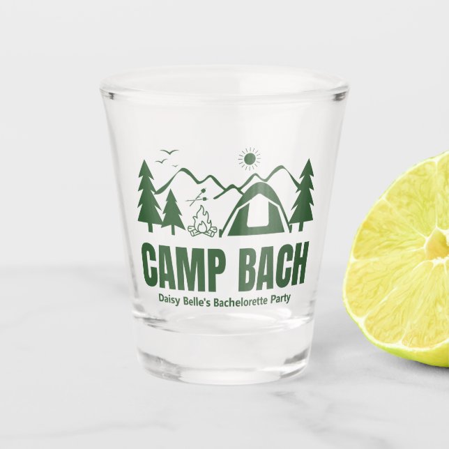 Camp Bachelorette Green Shot glass (Front)