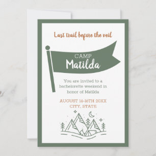 Camp Bachelorette Green Weekend Itinerary Invitation