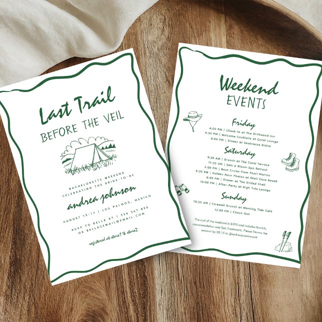Camp Bachelorette Hand Drawn Itinerary Weekend Invitation (Creator Uploaded)