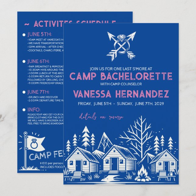Camp Bachelorette Invitation (Front/Back)