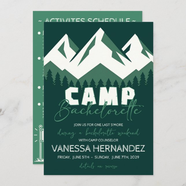 Camp Bachelorette Invitation (Front/Back)