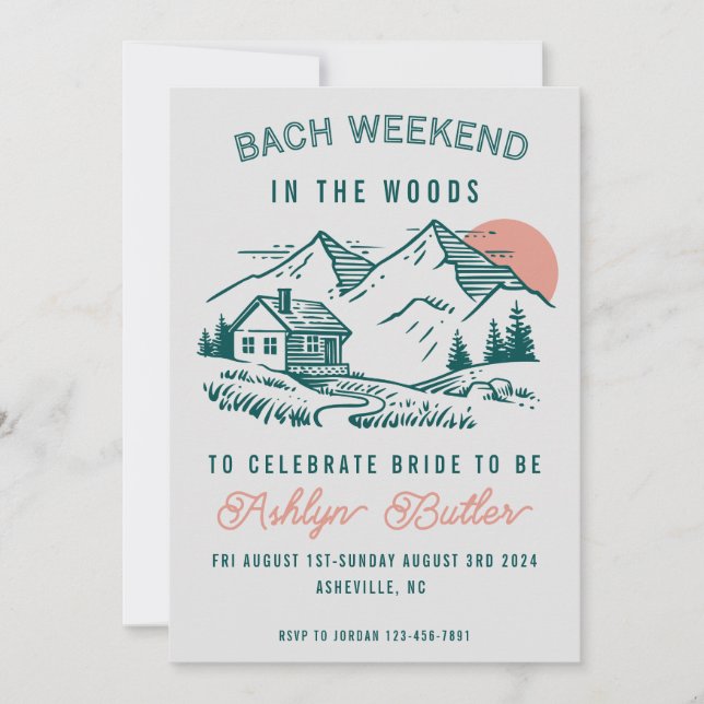 Camp Bachelorette Mountain Cabin Invitation (Front)