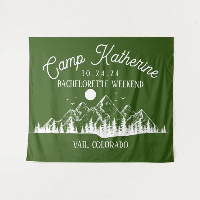 Camp Bachelorette Mountain Glamping Weekend Party Tapestry (Front (Horizontal))