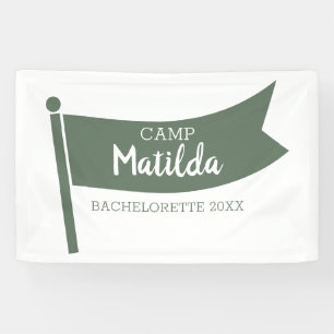 Camp Bachelorette Mountain Green Flag Camping Banner