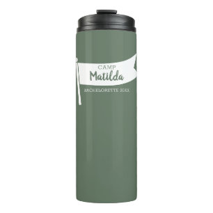 Camp Bachelorette Mountain Green Flag Camping Thermal Tumbler
