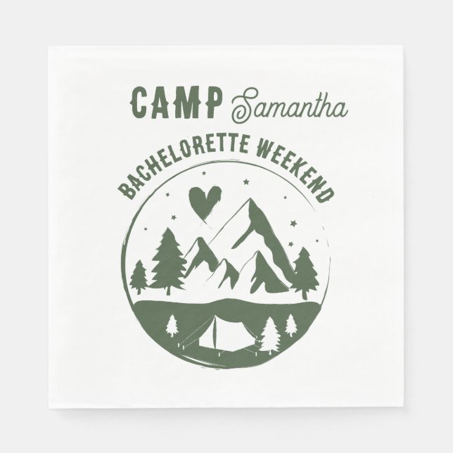 Camp Bachelorette Party Camping Bach Weekend Napkin (Front)