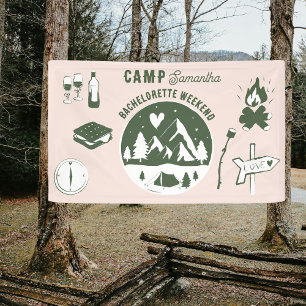 Camp Bachelorette Party Camping Bach Weekend Pink Banner